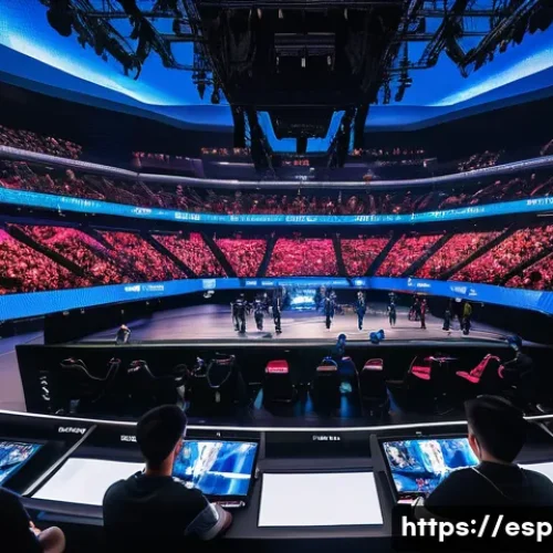 Home 31 롤드컵 역사적 명경기 - A dynamic esports arena scene capturing the intense atmosphere of the 2025 League of Legends World C...