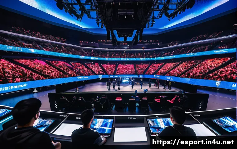 롤드컵 역사적 명경기 - A dynamic esports arena scene capturing the intense atmosphere of the 2025 League of Legends World C...